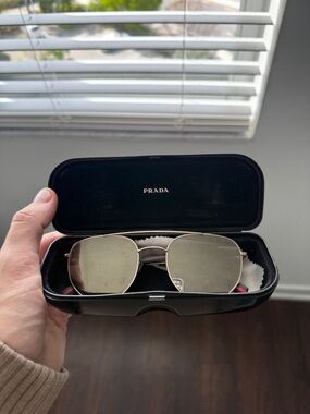 Prada Black Sunglasses Case with Red Accent